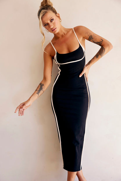 Eleonora Bodycon Midi Dress - Black