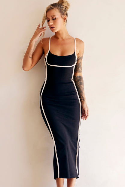 Eleonora Bodycon Midi Dress - Black