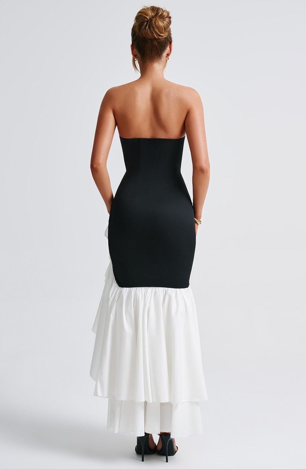 Esperanza Ruffle Maxi Dress - Black and White