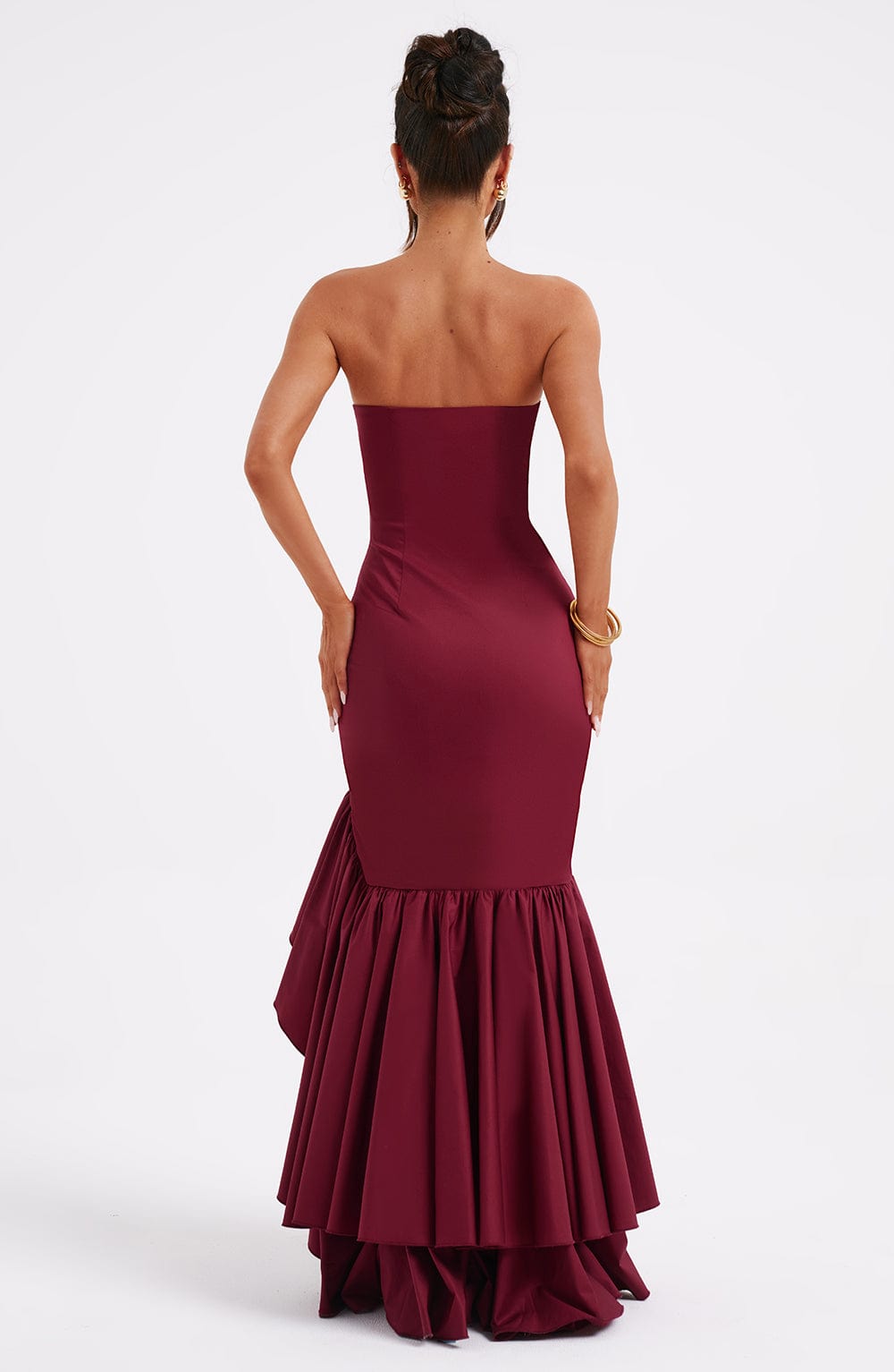 Esperanza Ruffle Maxi Dress - Burgundy