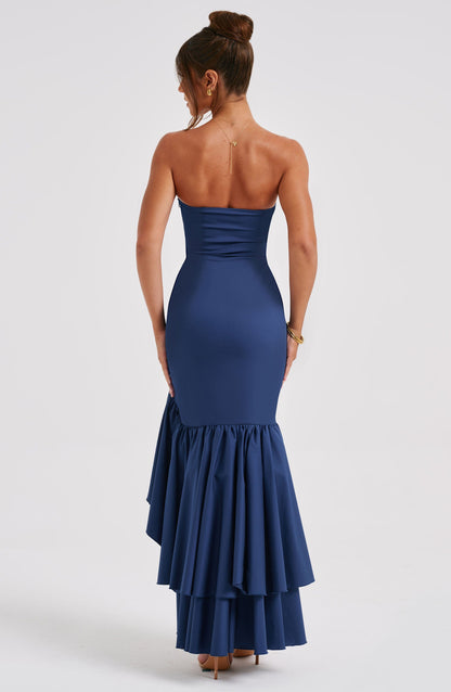 Esperanza Ruffle Maxi Dress - Navy