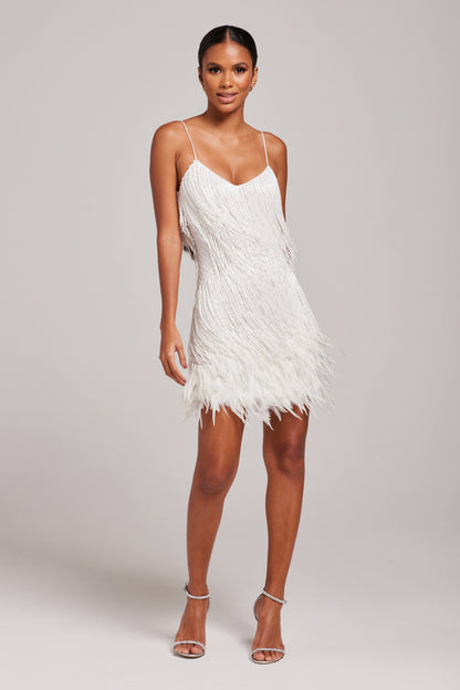 Estee Fringe Mini Dress - White