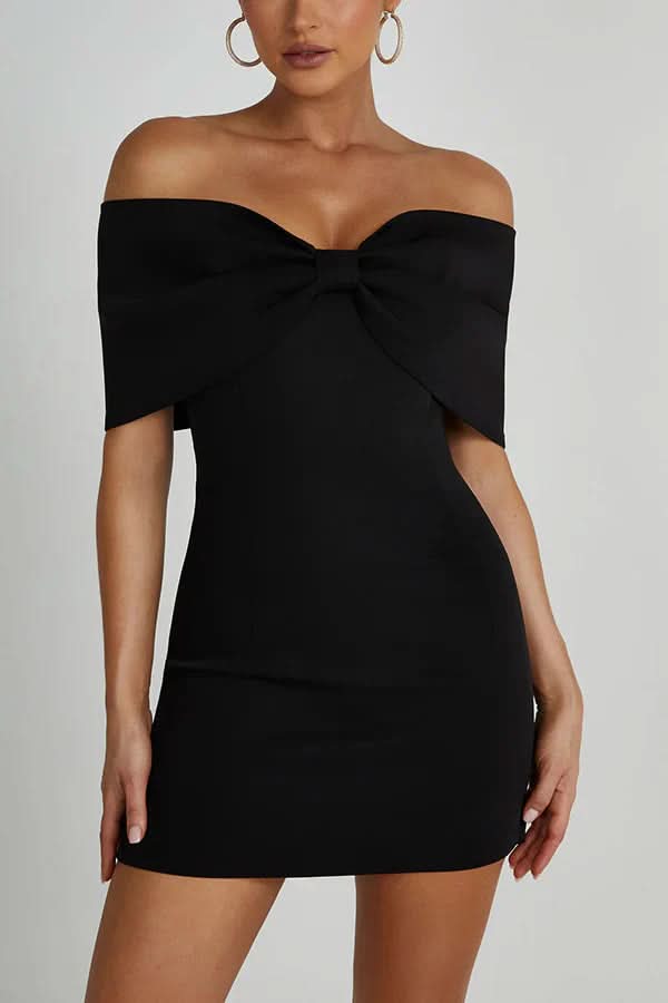 Women's Cocktail Off Shoulder Bow Mini Dress - product image 8