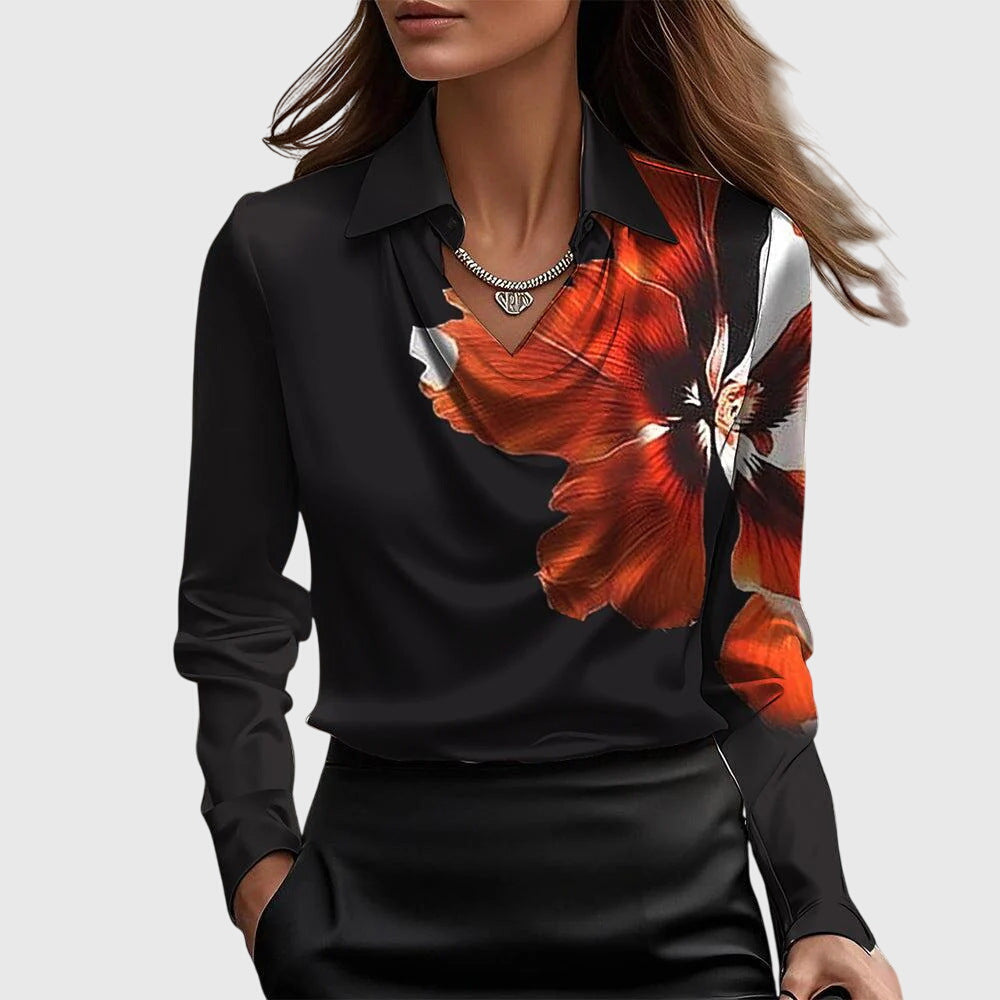 Women's Workwear Cowl Neck Long Sleeve Satin Blouse