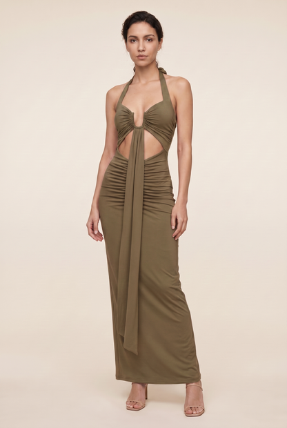 Fabienne Cutout Maxi Dress - Olive Green