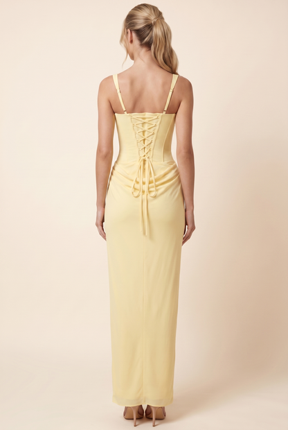 Fleurine Corset Maxi Dress - Butter Yellow