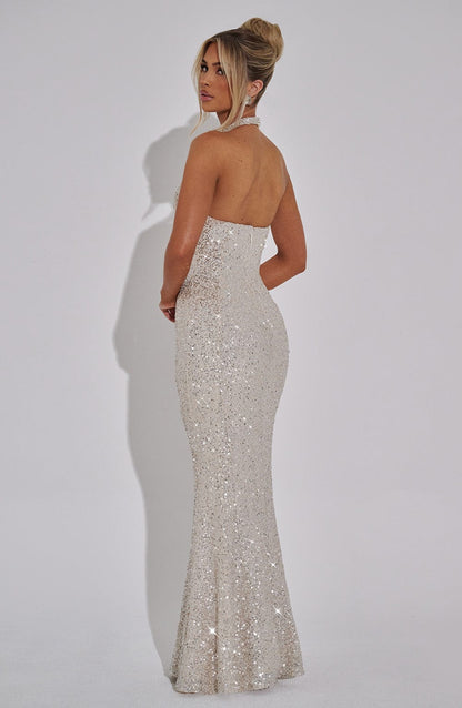 Gaia Halter Maxi Dress - Silver