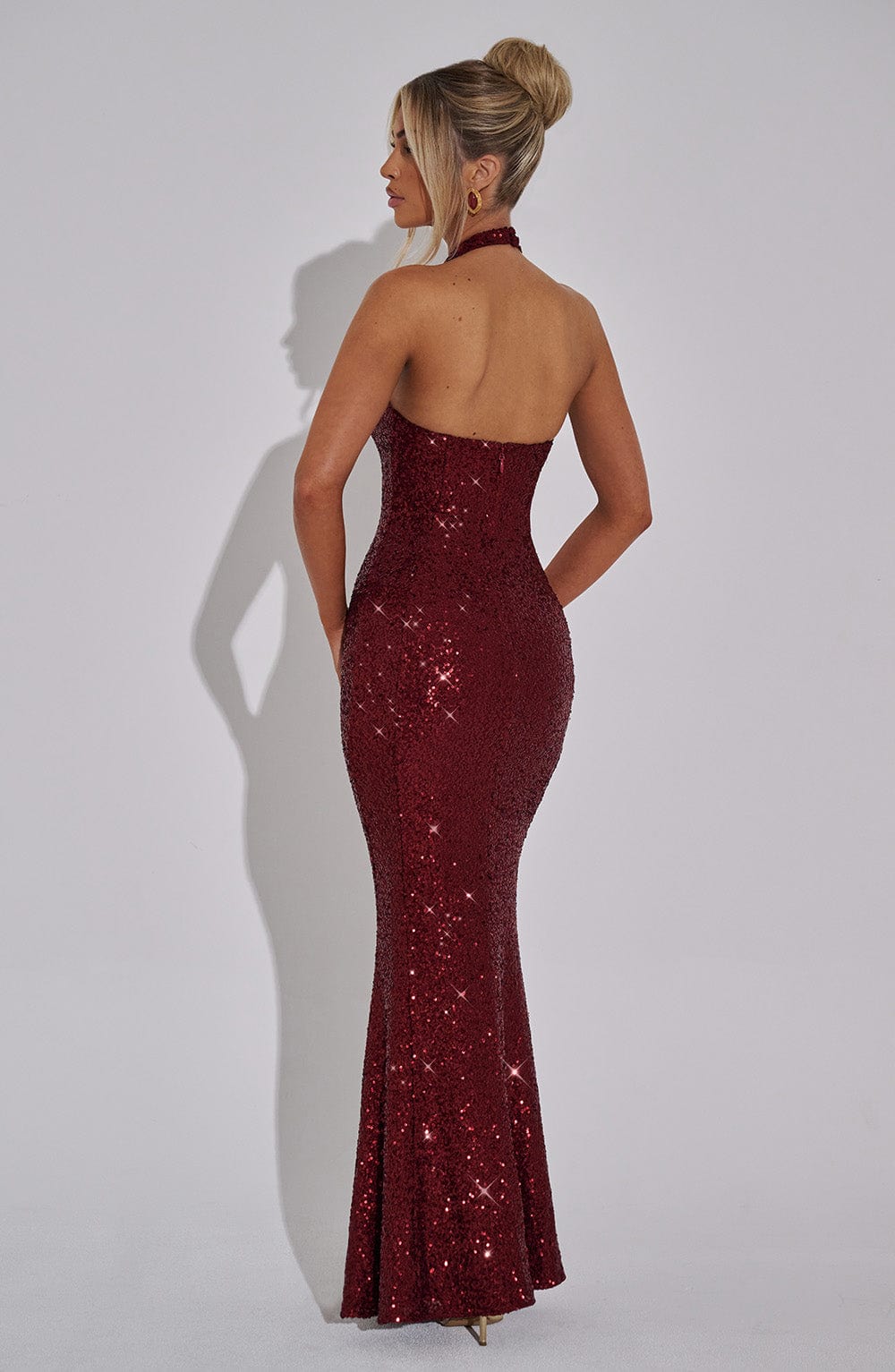 Gaia Halter Maxi Dress - Wine Sparkle