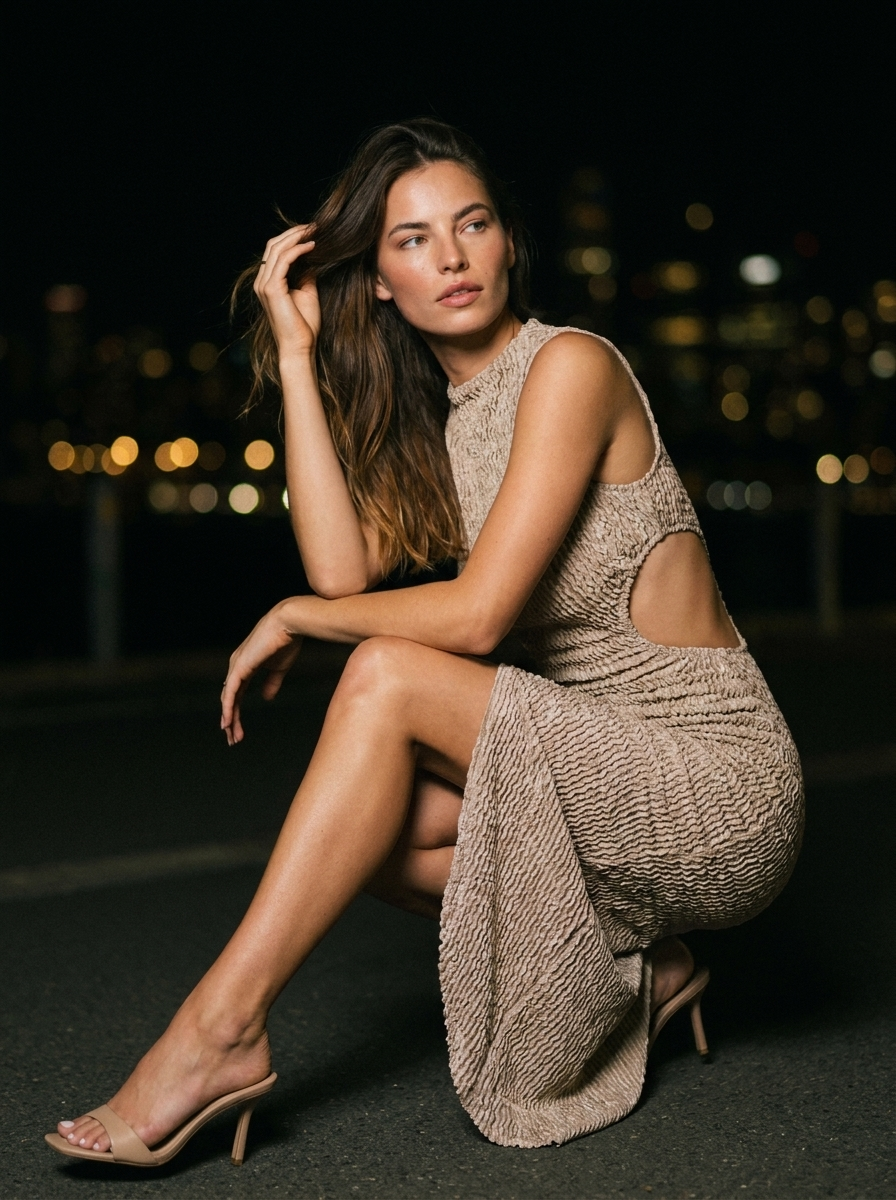 Gisela Cutout Maxi Dress - Beige