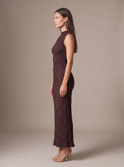 Gisela Cutout Maxi Dress - Plum Brown