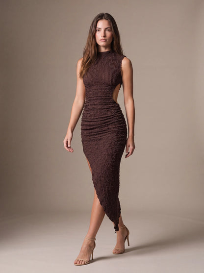 Gisela Cutout Maxi Dress - Plum Brown