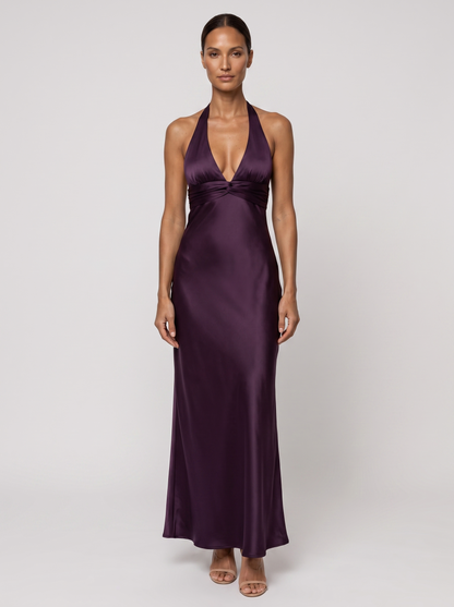 Graciela Halter Maxi Dress - Plum