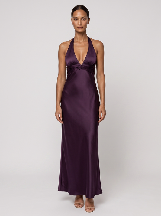 Graciela Halter Maxi Dress - Plum