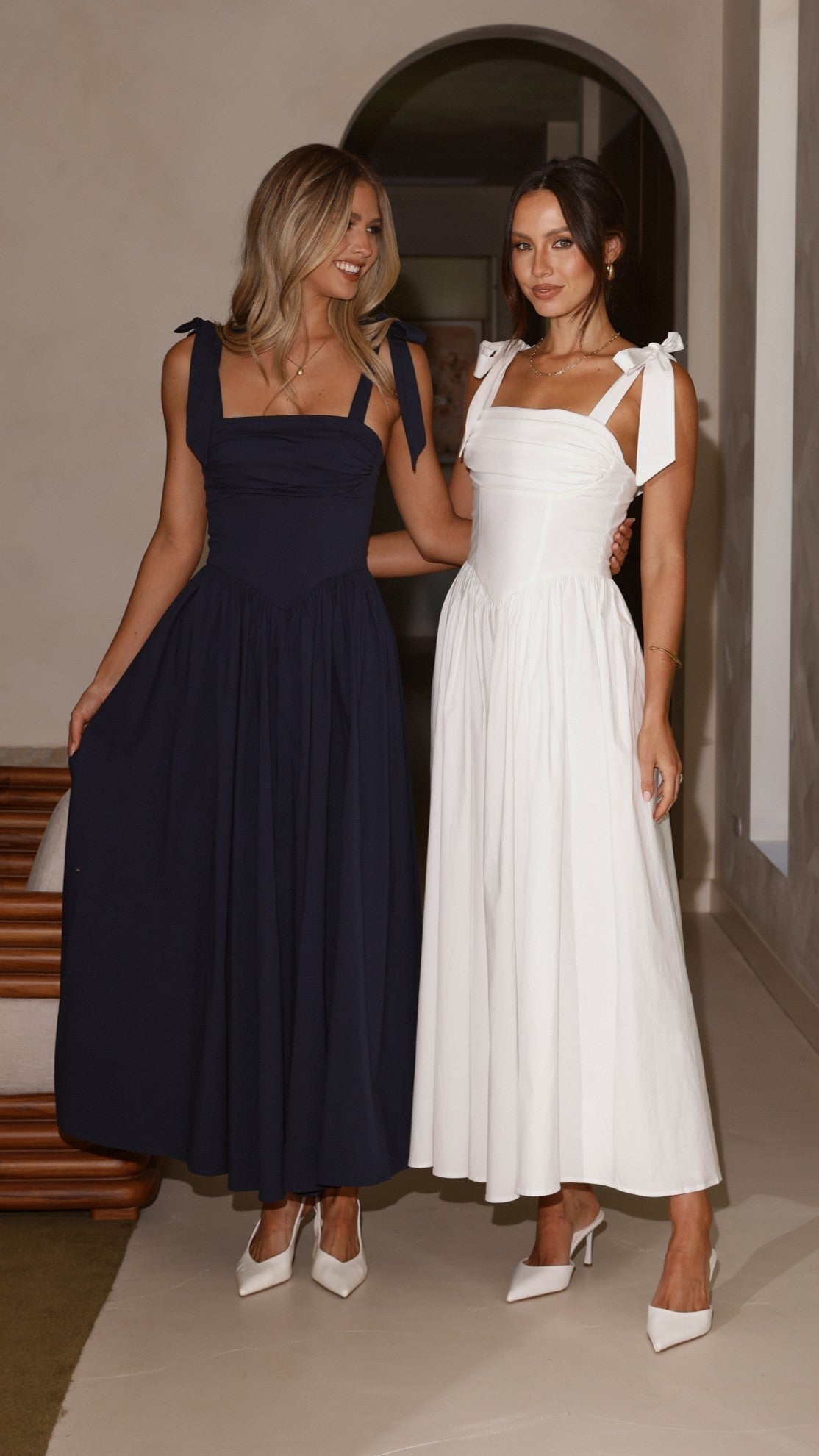 Haisley Tie Strap Midi Dress - Navy