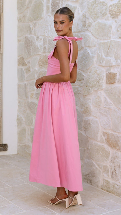 Haisley Tie Strap Midi Dress - Pink