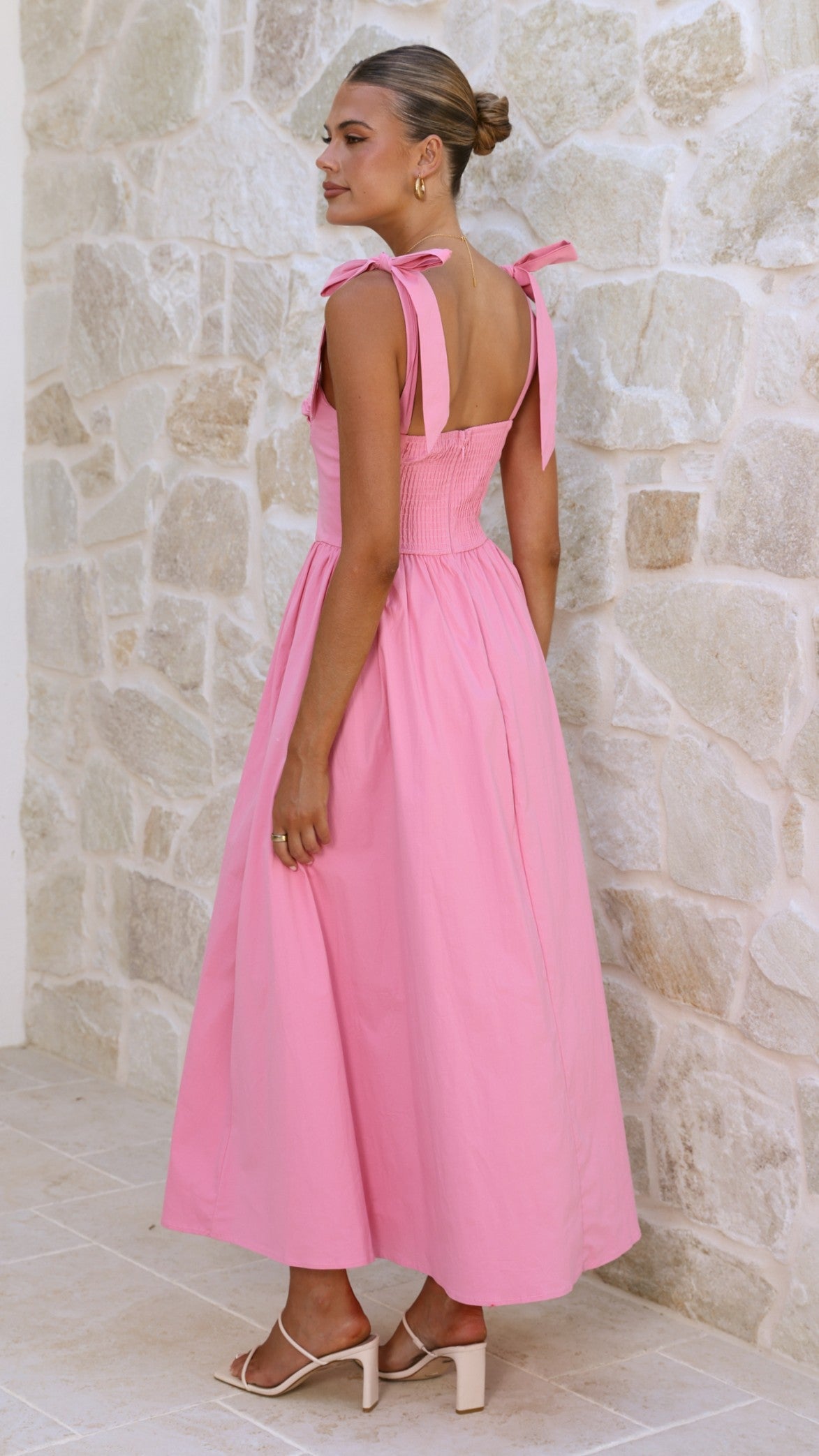 Haisley Tie Strap Midi Dress - Pink