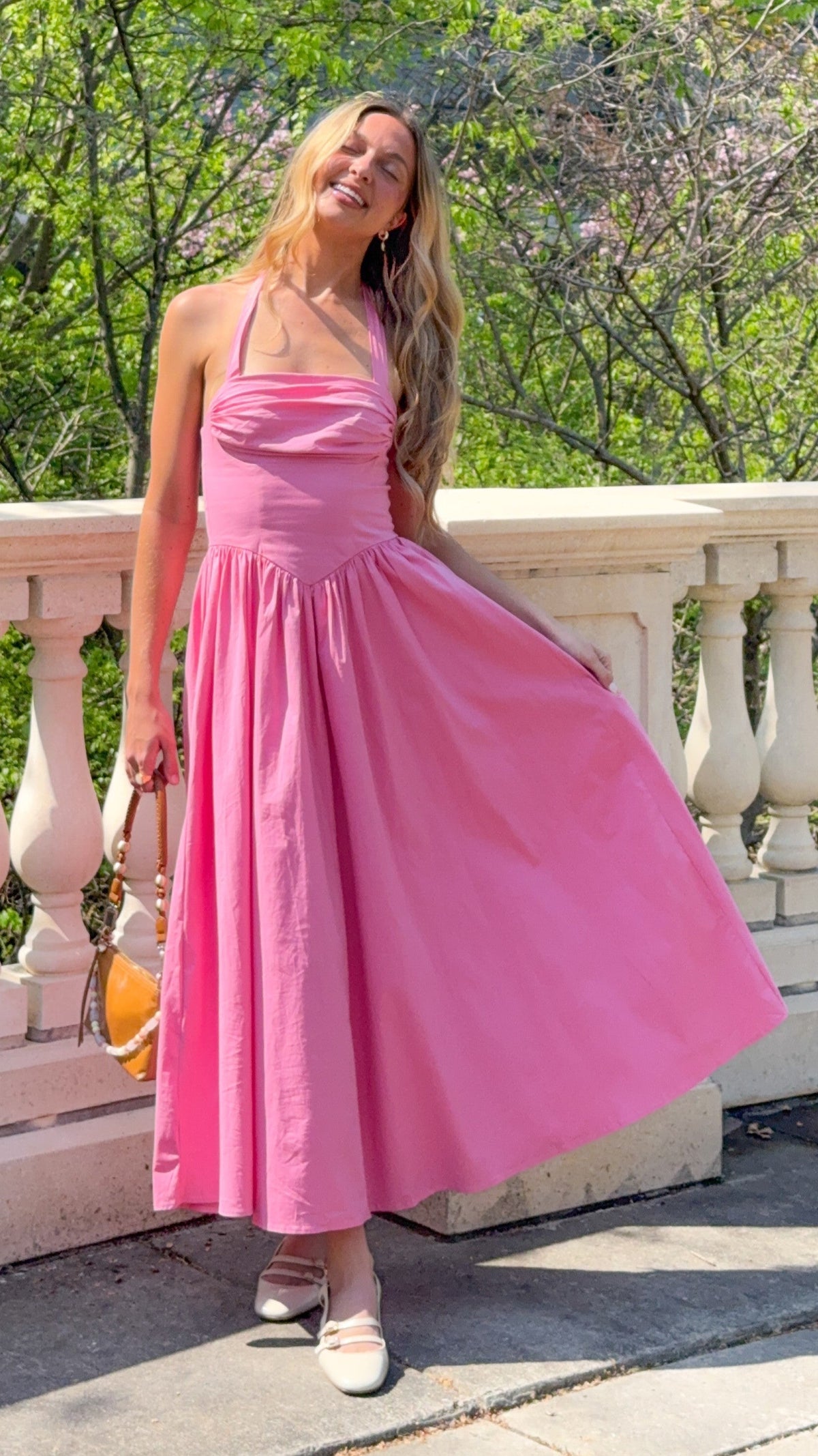 Haisley Tie Strap Midi Dress - Pink
