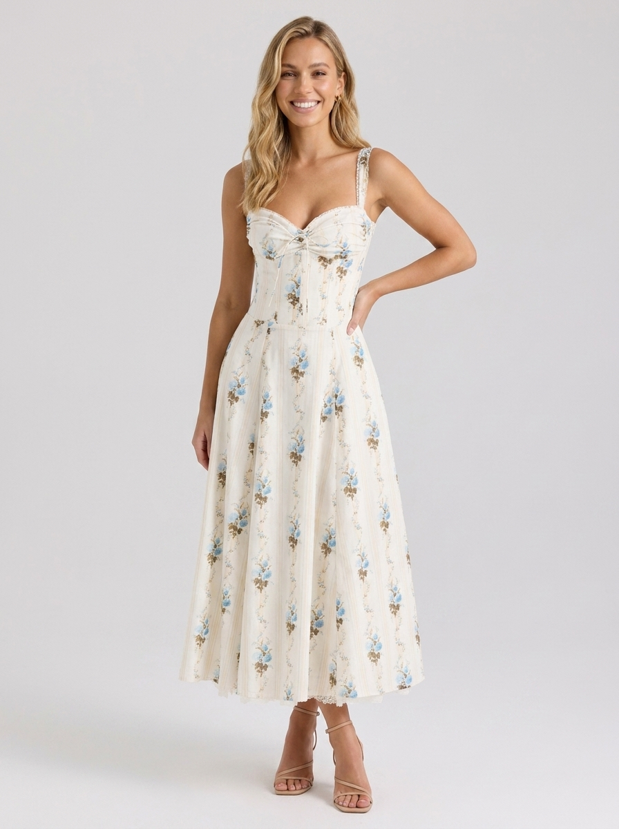 Kiara Floral Backless Maxi Dress - Buttercream Floral