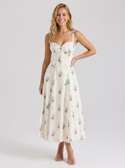 Kiara Floral Backless Maxi Dress - Buttercream Floral