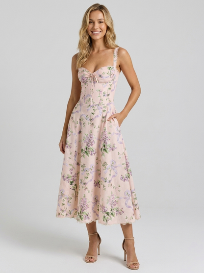 Kiara Floral Backless Maxi Dress - Blush Pink Bloom