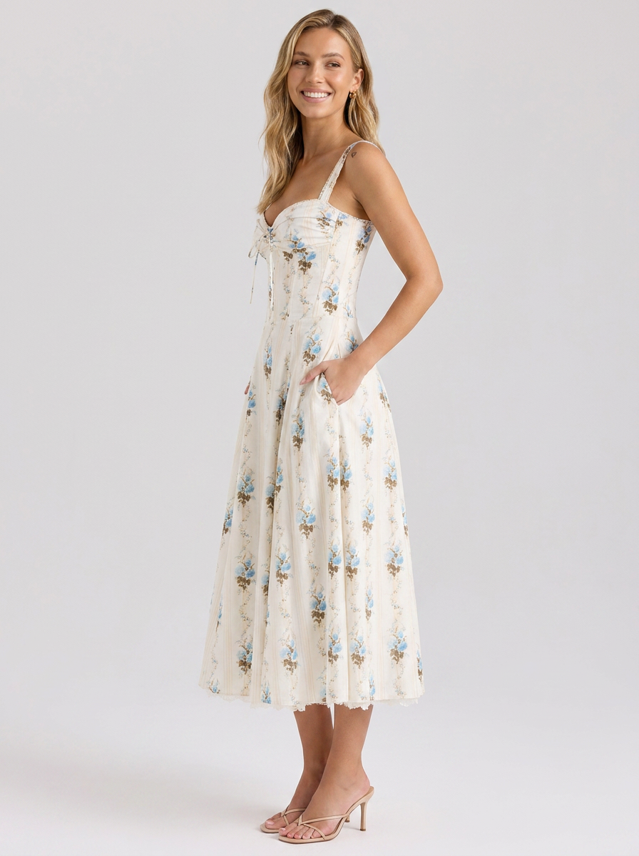 Kiara Floral Backless Maxi Dress - Buttercream Floral
