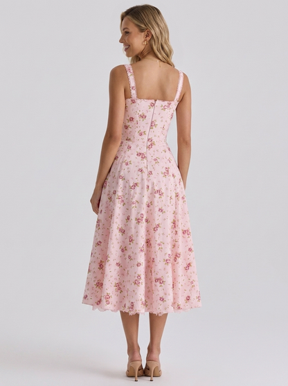 Kiara Floral Backless Maxi Dress - Rose Petal Pink