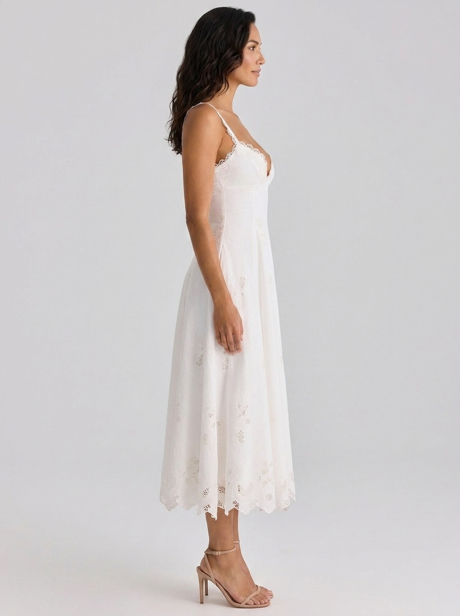 Zaina Floral Cutout Maxi Dress - White