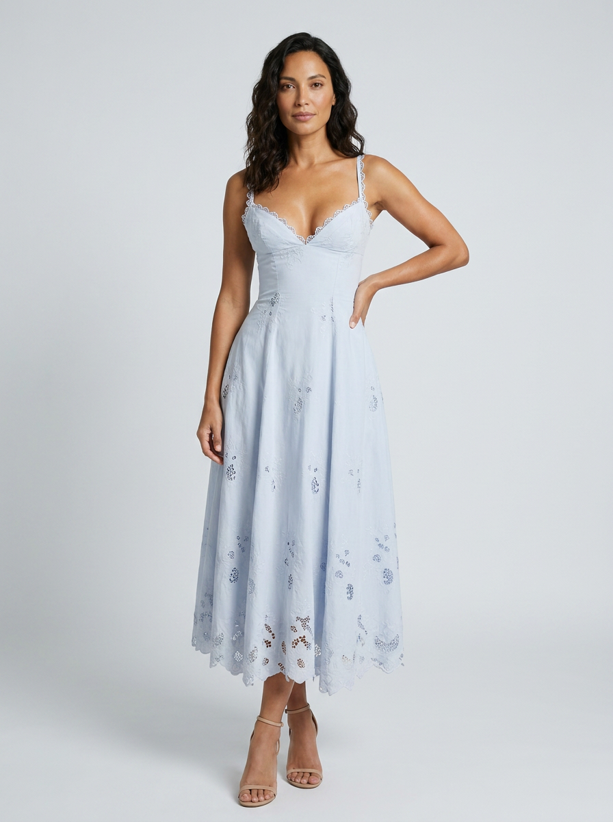 Zaina Floral Cutout Maxi Dress - Blue