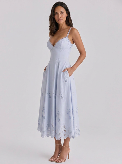 Zaina Floral Cutout Maxi Dress - Blue