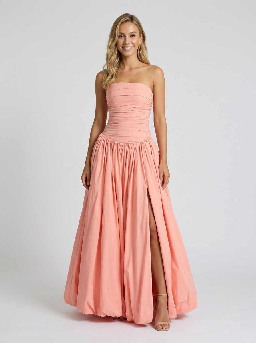 Sienna Pleated Strapless Maxi Dress - Pink