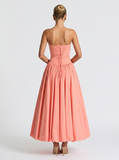 Sienna Pleated Strapless Maxi Dress - Pink