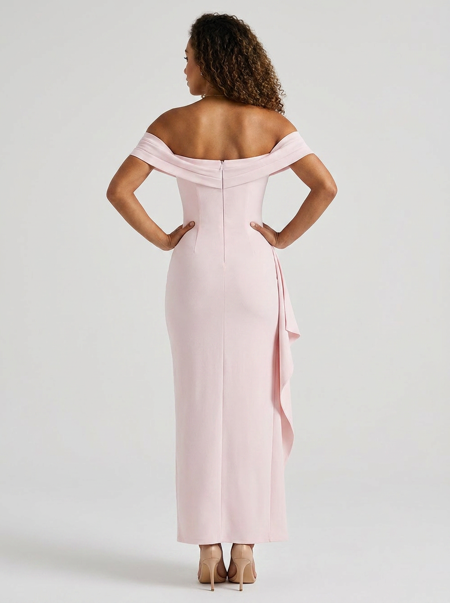 Isabella Ruched Off Maxi Dress - Blush