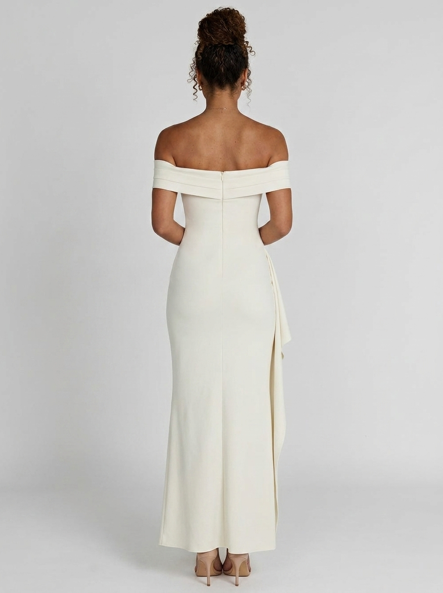 Isabella Ruched Off Maxi Dress - Ivory