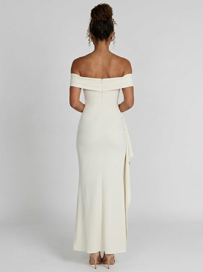 Isabella Ruched Off Maxi Dress - Ivory