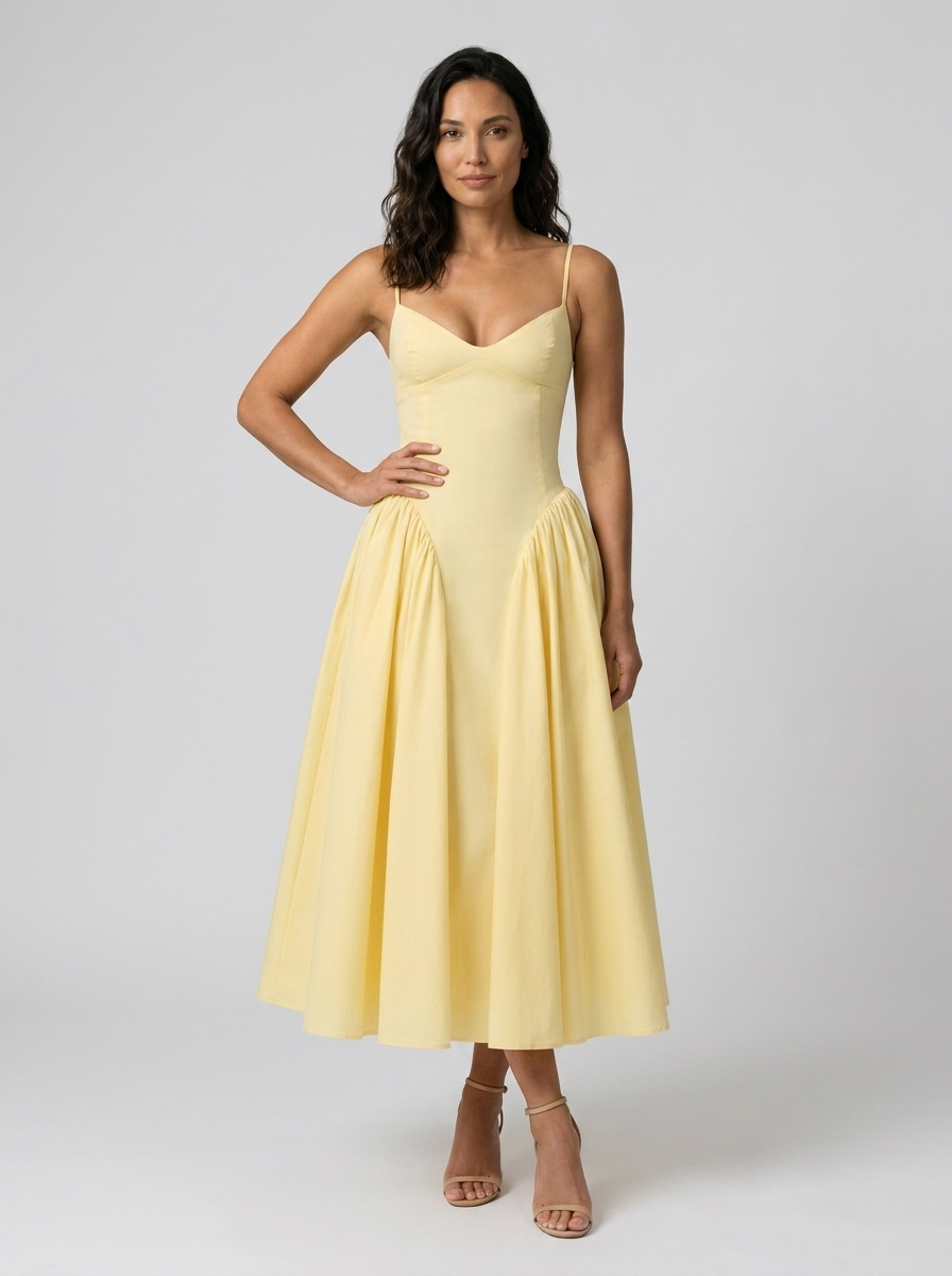 Farah Midi Dress - Yellow