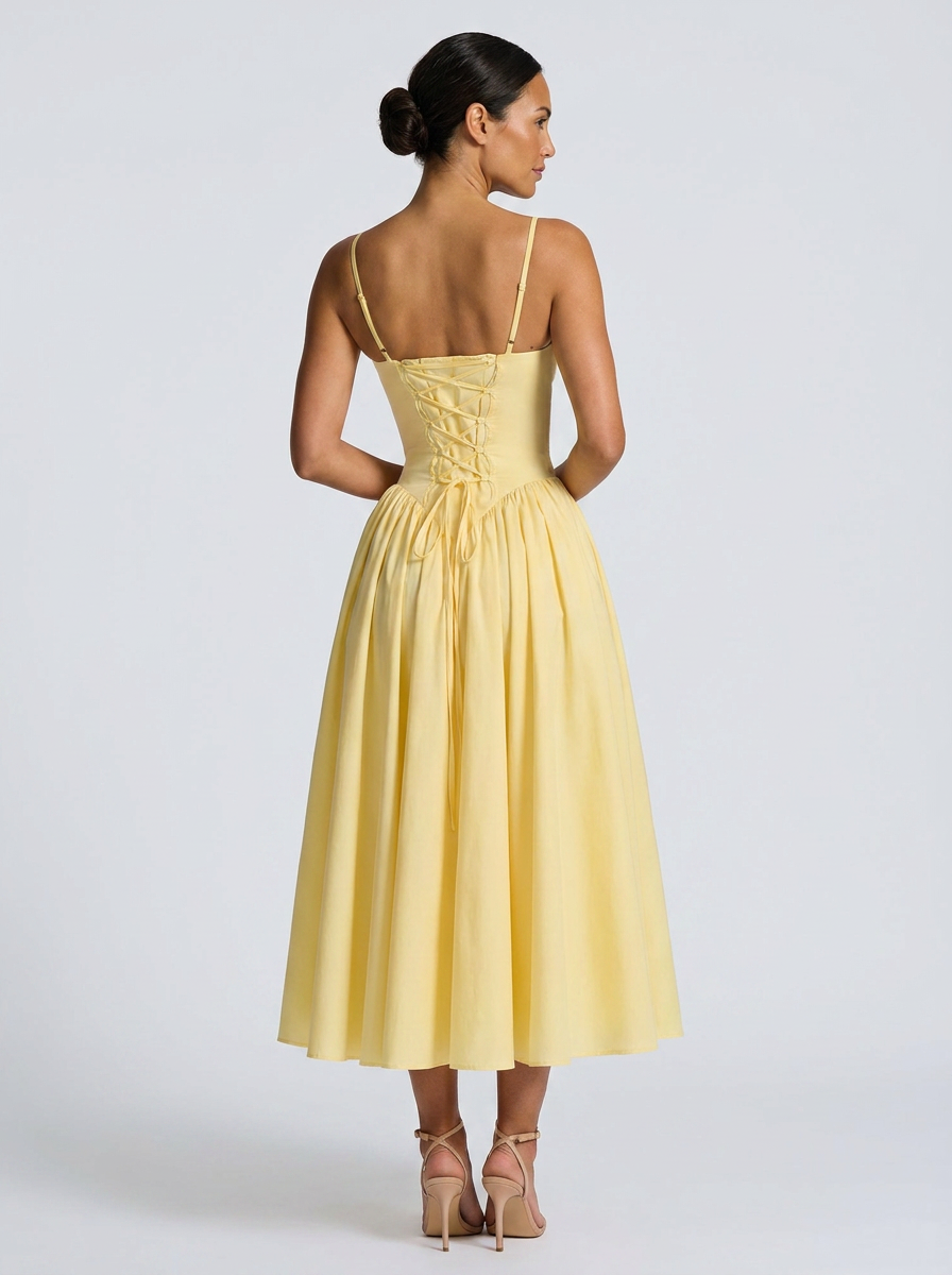 Farah Midi Dress - Yellow