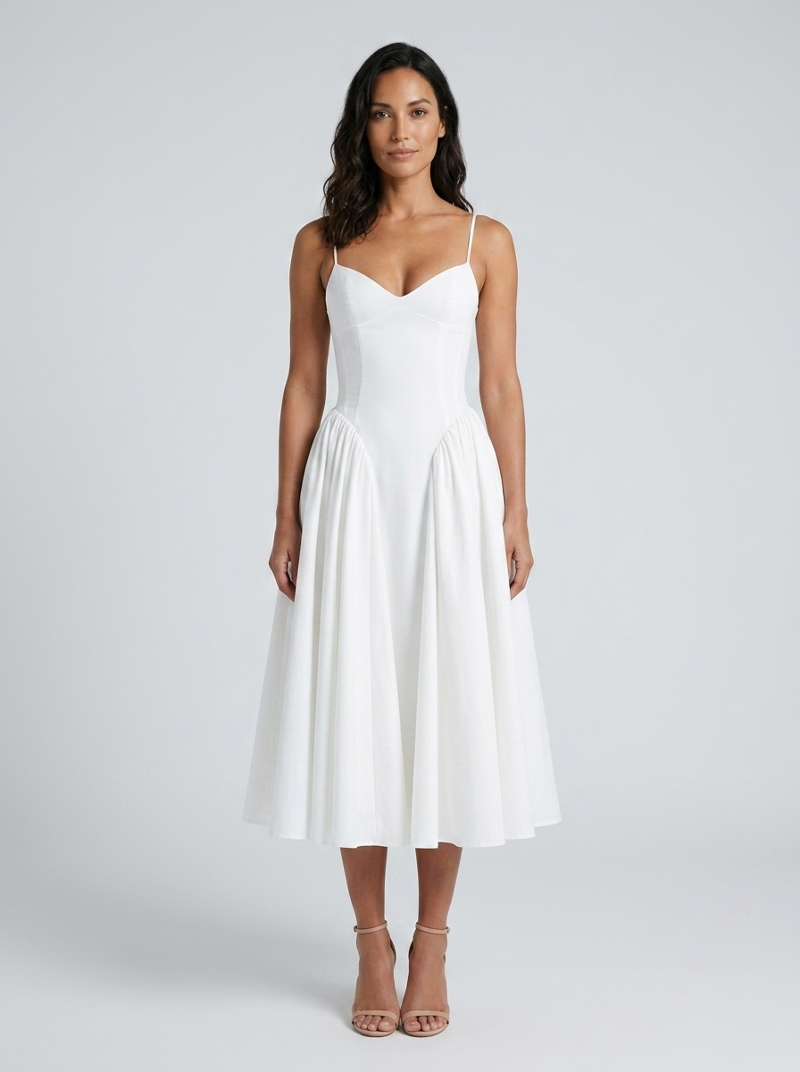 Farah Midi Dress - White