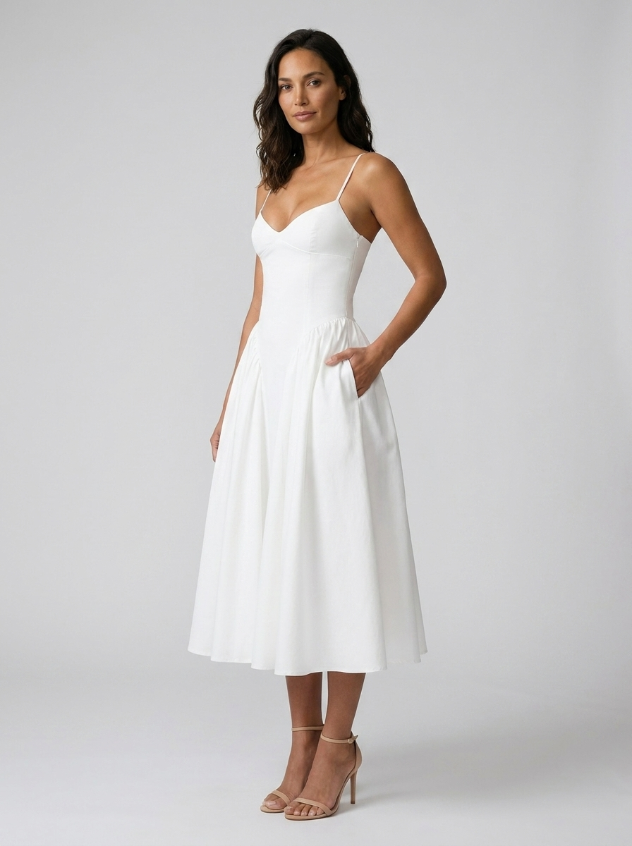 Farah Midi Dress - White
