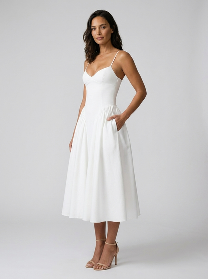 Farah Midi Dress - White
