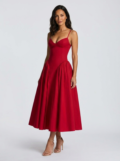 Farah Midi Dress - Red