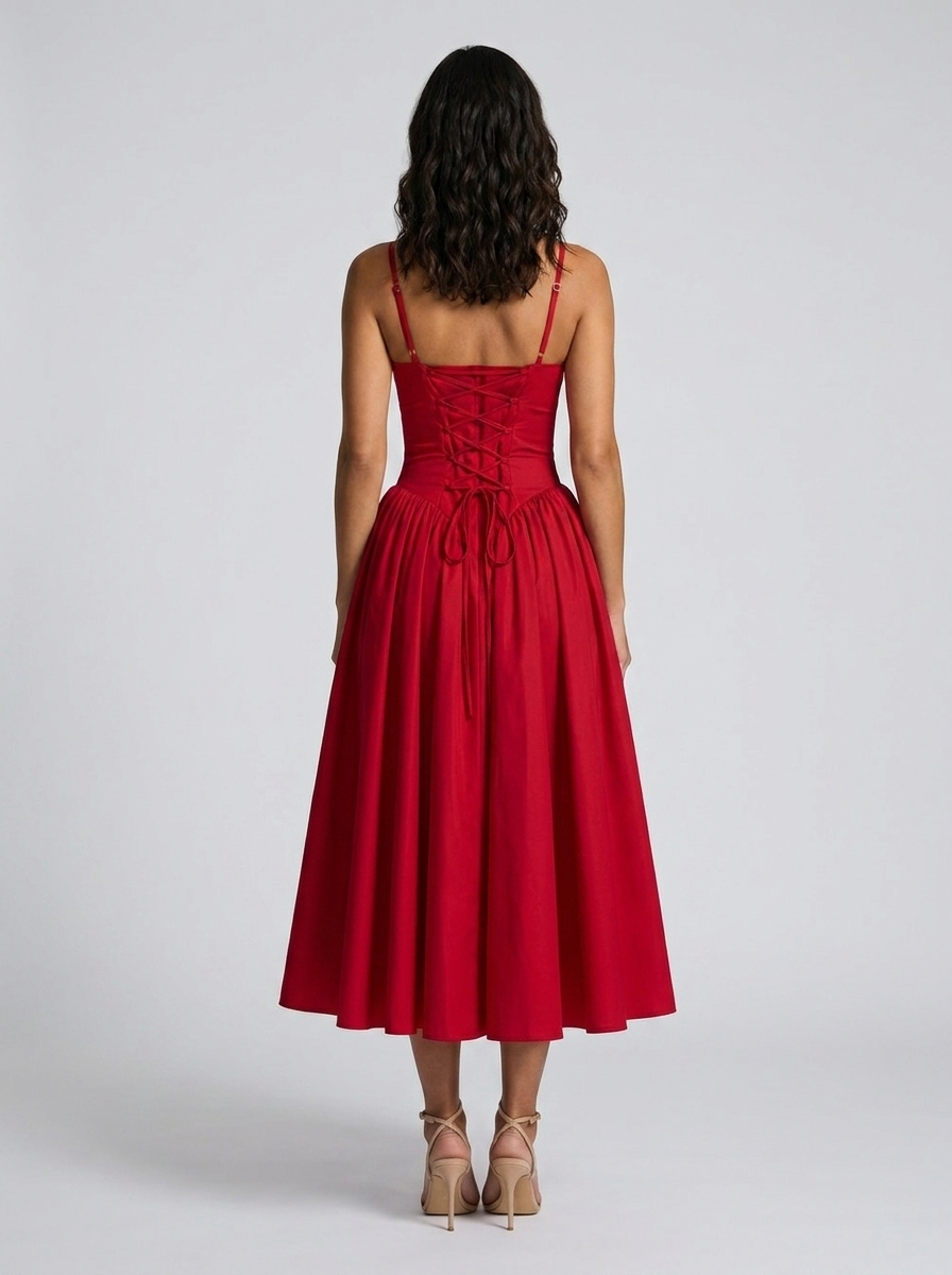 Farah Midi Dress - Red