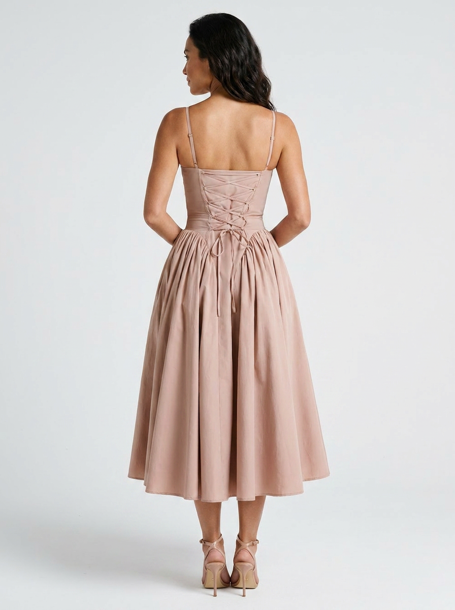 Farah Midi Dress - Pink