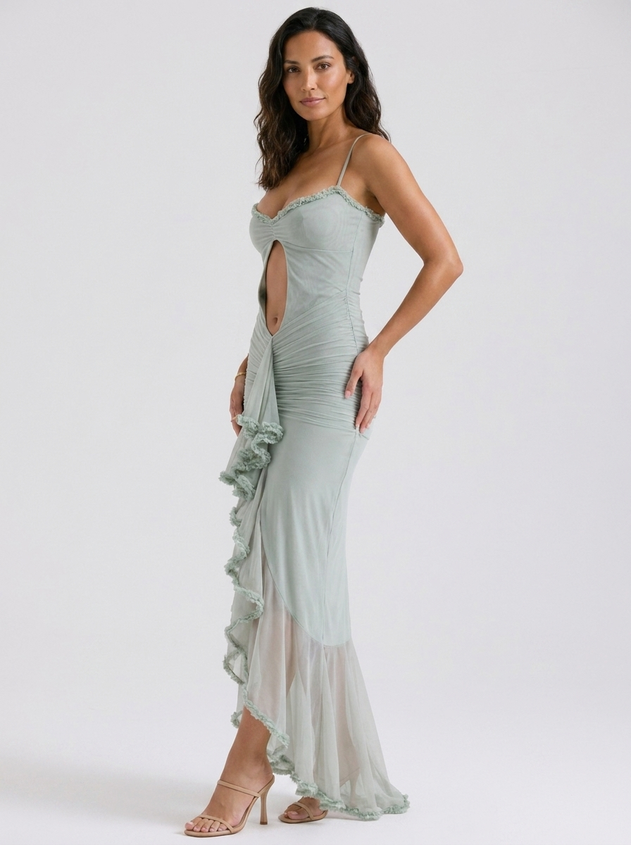 Freya Cutout Sweetheart Maxi Dress - Sage Green