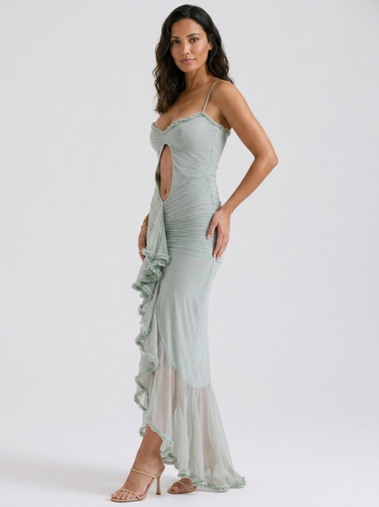 Freya Cutout Sweetheart Maxi Dress - Sage Green