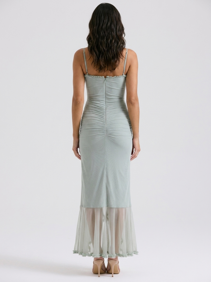 Freya Cutout Sweetheart Maxi Dress - Sage Green