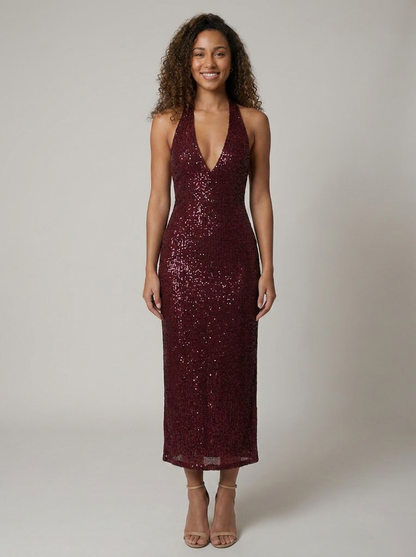 Vera Open Back Maxi Dress - Burgundy