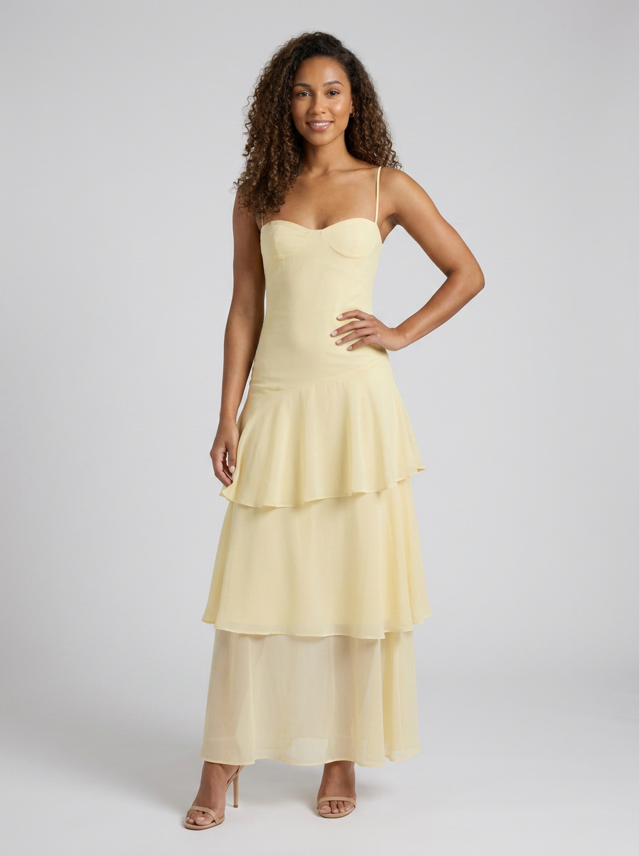 Sasha Floral Bustier Maxi Dress - Butter