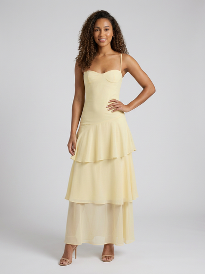 Sasha Floral Bustier Maxi Dress - Butter