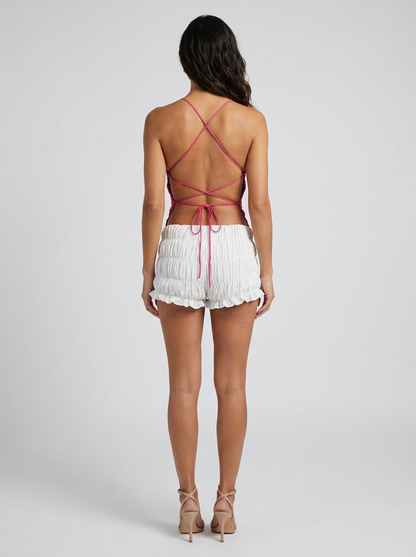 Priya Floral Plunge Top - Fuchsia