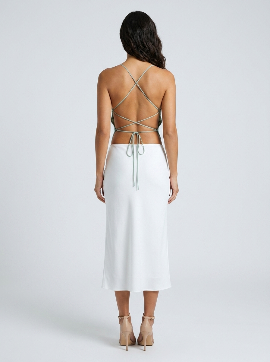 Priya Floral Plunge Top - Mint